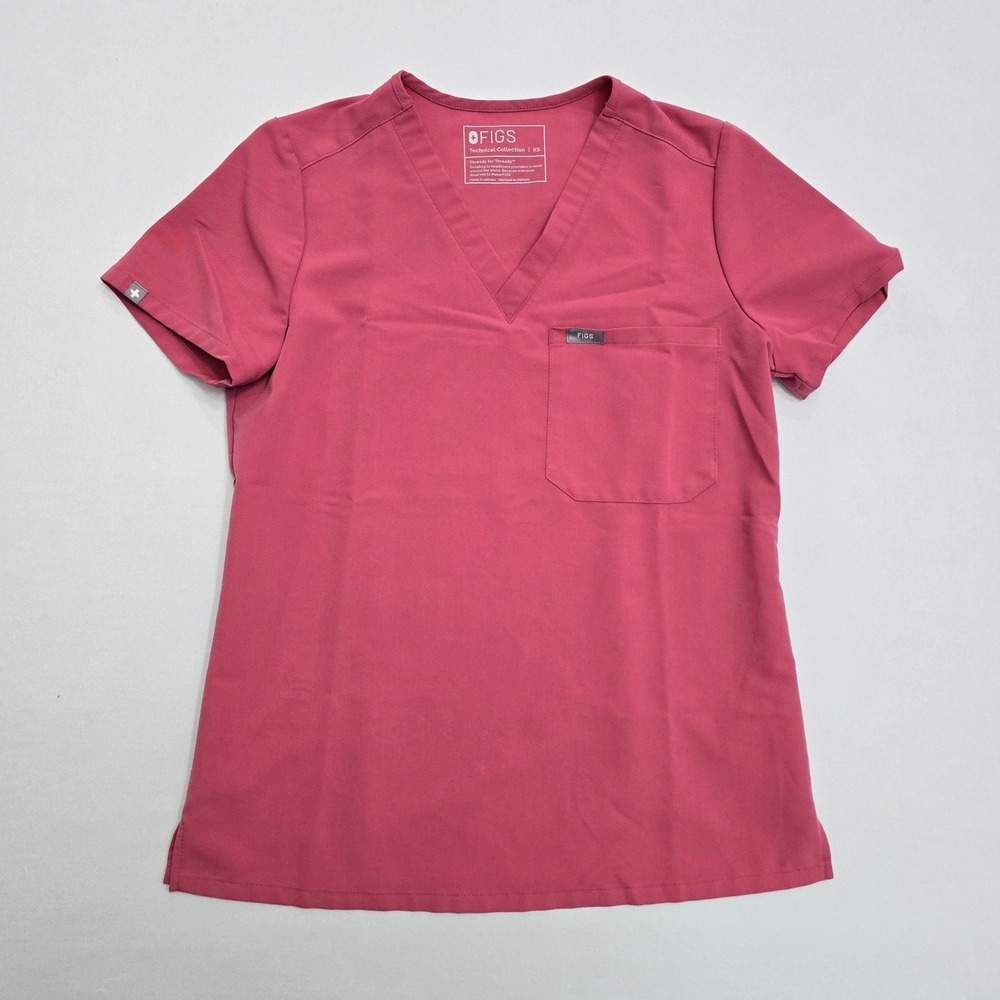 FIGS Catarina One-Pocket Scrub Top V-Neck XS W21SW1050 Quartz Pink LTD Edition